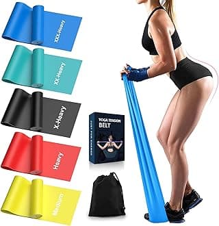 Resistance Bands for Working Out, Exercise Bands, Physical Therapy Equipment, 59 Inch Non-Latex Stretching Yoga Strap for Upper & Lower Body, Workouts & Rehab at Home-5 Progressive Resistance