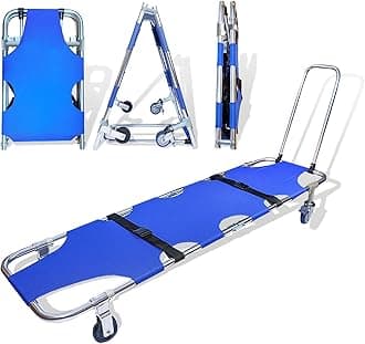JJFFTAO,Rescue Stretcher,Medical Stretcher,Aluminum 4-Wheel Foldable Stretcher Trolley with Drawbar,Gurney Stretcher can Hold 350 lbs,Used in fire Rescue, Fitness venues, Hospitals, etc