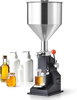 VEVOR A03 Manual Paste Liquid Filling Machine, 5-50ml Adjustable Bottle Filling Machine with 10L Hopper for Filling Paste/Cream/Drink/Medicine/Shampoo/Lip Gloss