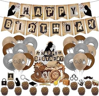 Top Secret Detective Birthday Party Supplies - Includes Banner, Cake Topper, Cupcake Toppers, Balloons for Mystery Party